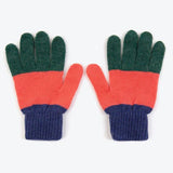 Navy Wool Gloves Colourblock