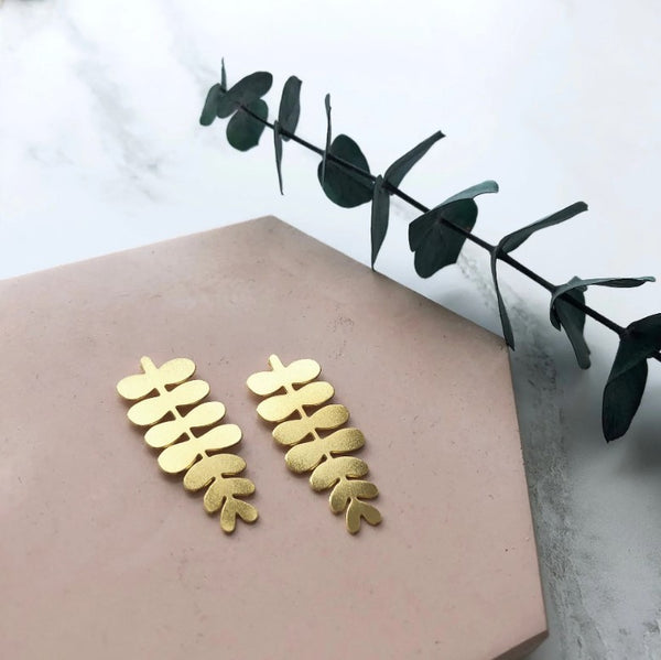 Gold Stud Earrings Branch