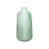 Green Vase Glass Fluted Tall