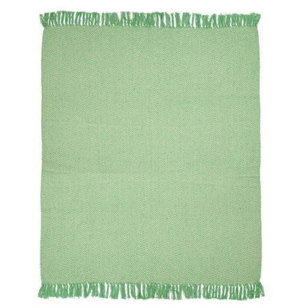 Blanket Throw Leaf Green Yellow Herringbone Recycled Yarn