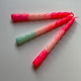 Candle Twisted Set Of 3 Dip Dye Neon Ice Cream Pink