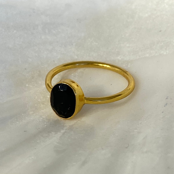 Ring Gold Onyx Gemstone Ring