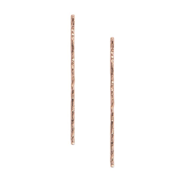 Stud Earrings Textured Meteorite Drop Bar Rose Gold