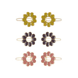 Hair Clips Set Of 6 Enamel Flowers