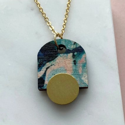 Necklace Mini Arc Pastel On Gold Chain