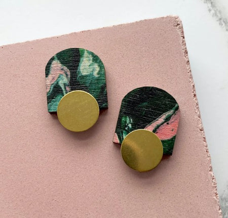 Earrings Mini Arc Green Pink