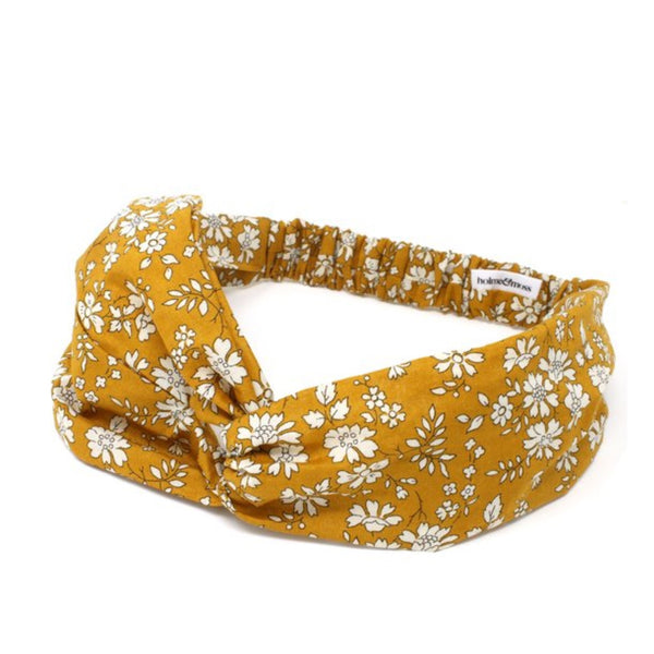 Elasticated twist headband in Liberty print cotton fabric.