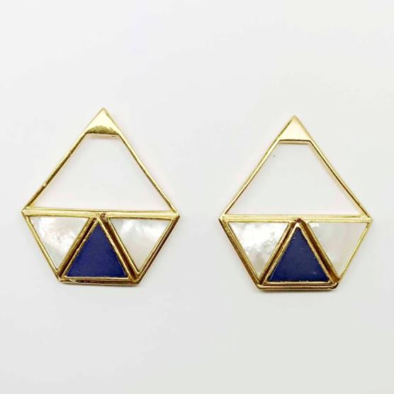 Earrings Mother Of Pearl & Lapis Lazuli Kathy Fox Earrings
