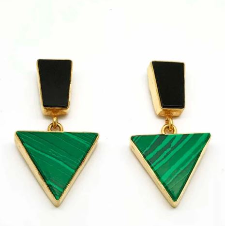 Earrings Black Onyx Malachite - Faroe Drop Earrings
