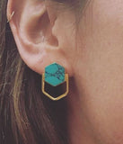 Earrings Malachite Holly Hexagonal Stud Earrings