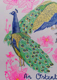 Peacocks Risograph Print A4 An Ostentation Of Peacocks