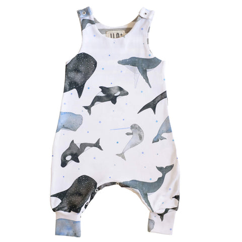 Romper Organic Cotton Adjustable Size Whales