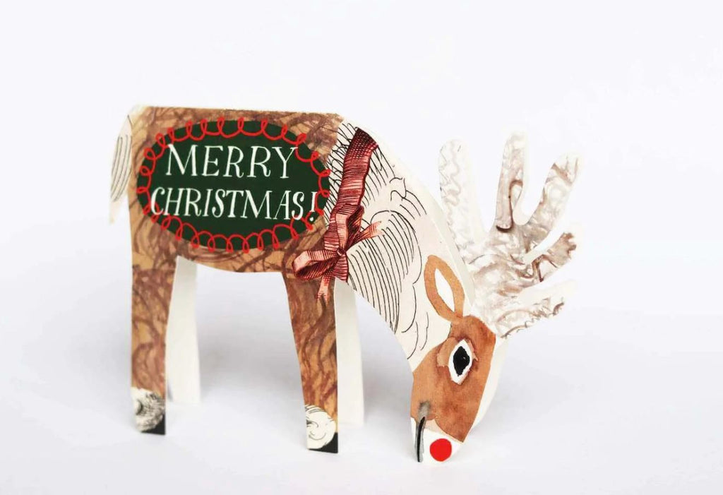Cardboard Rudolf Christmas Card Standing Rudolph – m.a.d.e.