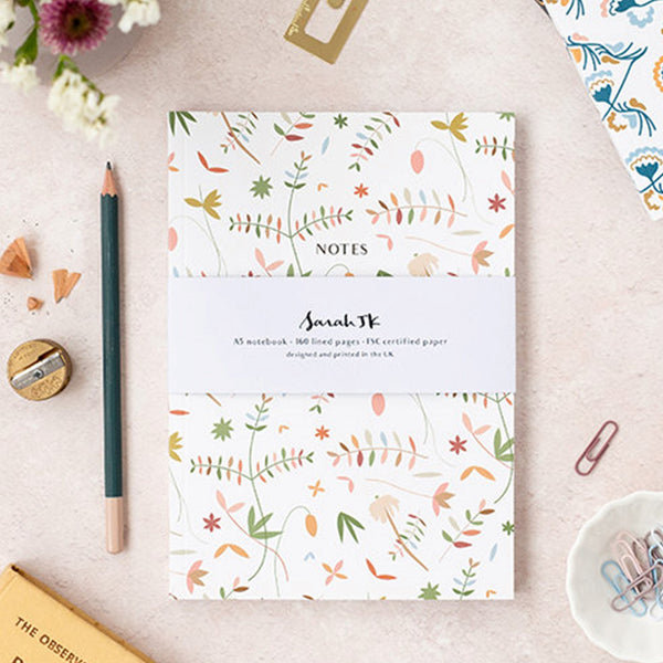 Notebook A5 Lined Delicate Floral