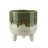 Planter With Legs Ceramic Green Glaze Mojave Small