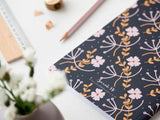 Notebook A5 Lined Floral Ebony