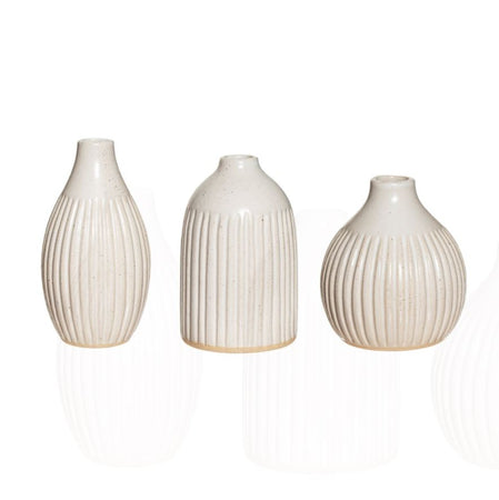 Vases White Speckled Glaze Set Of 3
