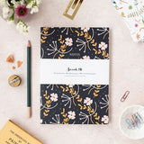 Notebook A5 Lined Floral Ebony