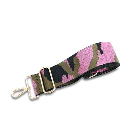 Bag Strap Adjustable Woven Pink Glitter Camouflage Gold Stripe