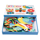 Box activity set containing stitch cards and sewing string.