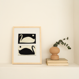 Swans Negative Positive A3 Print