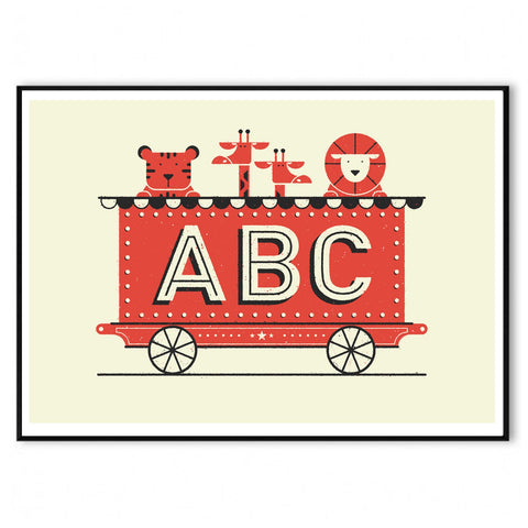 ABC Train Hand Screen Print A2