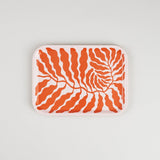 Tray Birch Wood Rectangle Small Leaves Orange