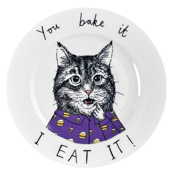 Plate China Cat You Bake It I Eat It